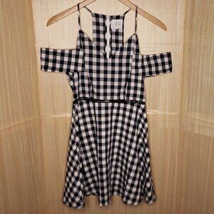 J By Joa Blue White Check Strappy Dress Medium